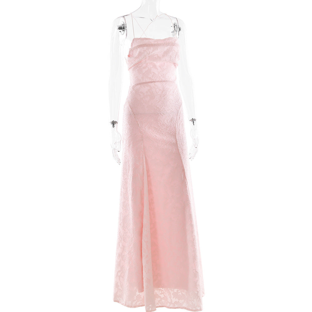 Robe Maxi À Bretelles Dos Nu & Lacets – Silhouette A-Line, Soirée & Club