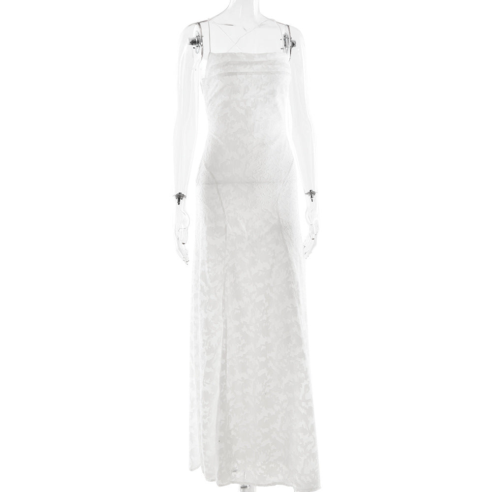 Robe Maxi À Bretelles Dos Nu & Lacets – Silhouette A-Line, Soirée & Club