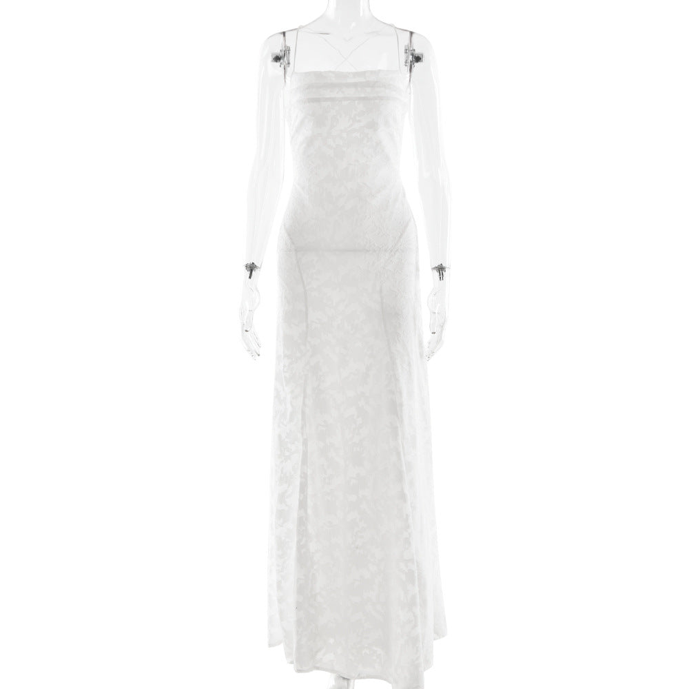 Robe Maxi À Bretelles Dos Nu & Lacets – Silhouette A-Line, Soirée & Club