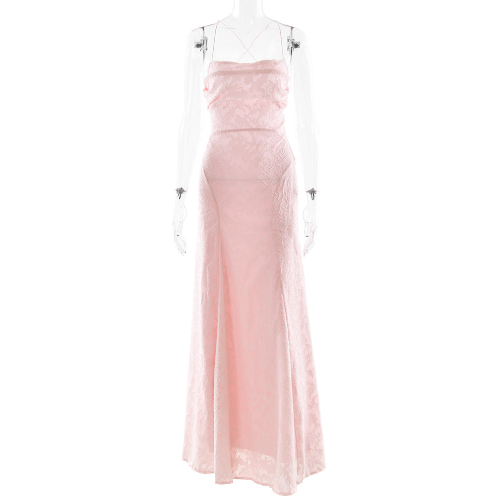 Robe Maxi À Bretelles Dos Nu & Lacets – Silhouette A-Line, Soirée & Club
