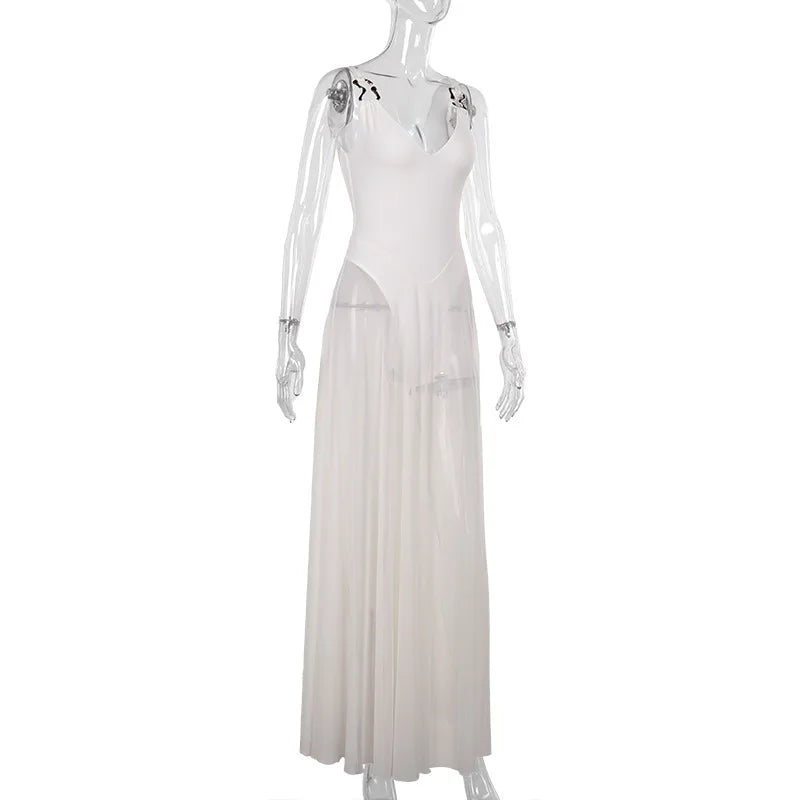 Robe Maxi Filet Dos Nu Élégante — Soirée & Club Été 2026
