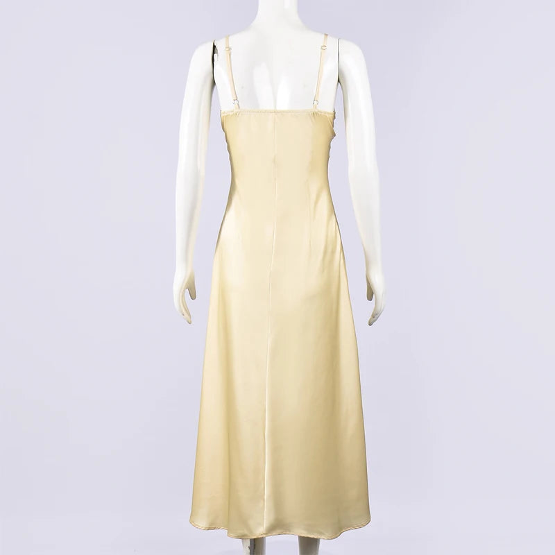 Robe Midi Satin Jaune Beurre — Dîner & Soirée Été 2026