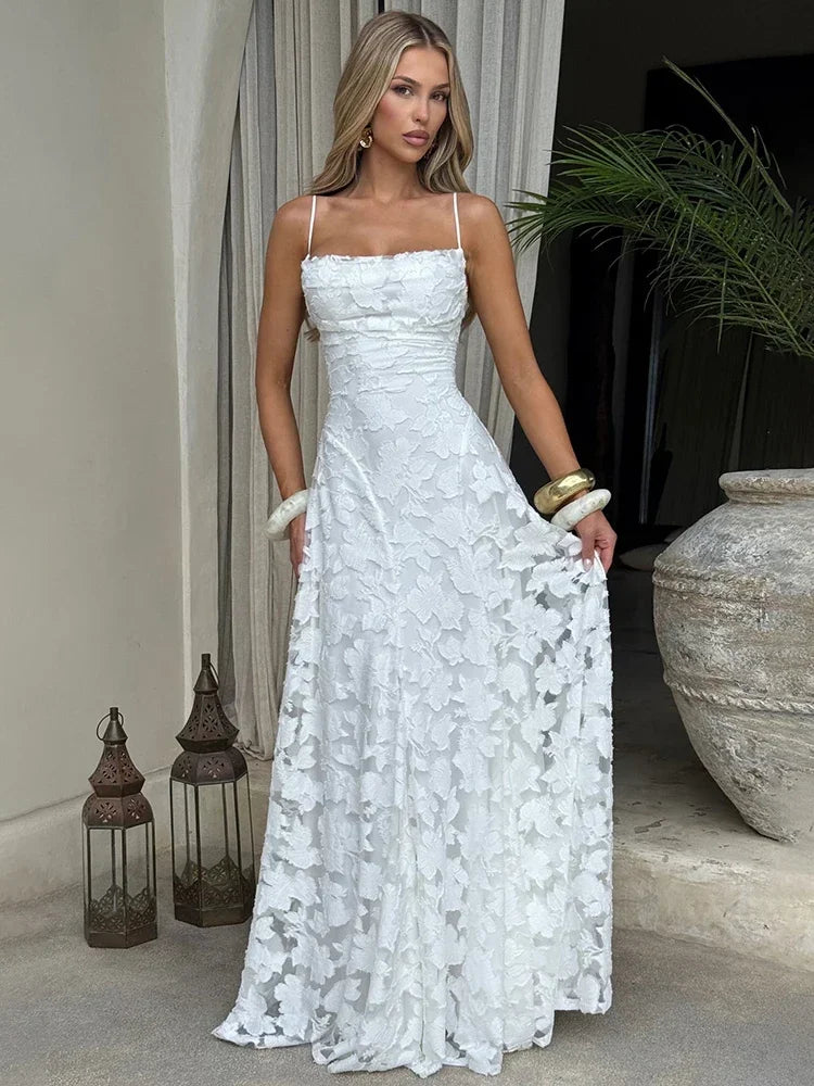 Robe Maxi À Bretelles Dos Nu & Lacets – Silhouette A-Line, Soirée & Club