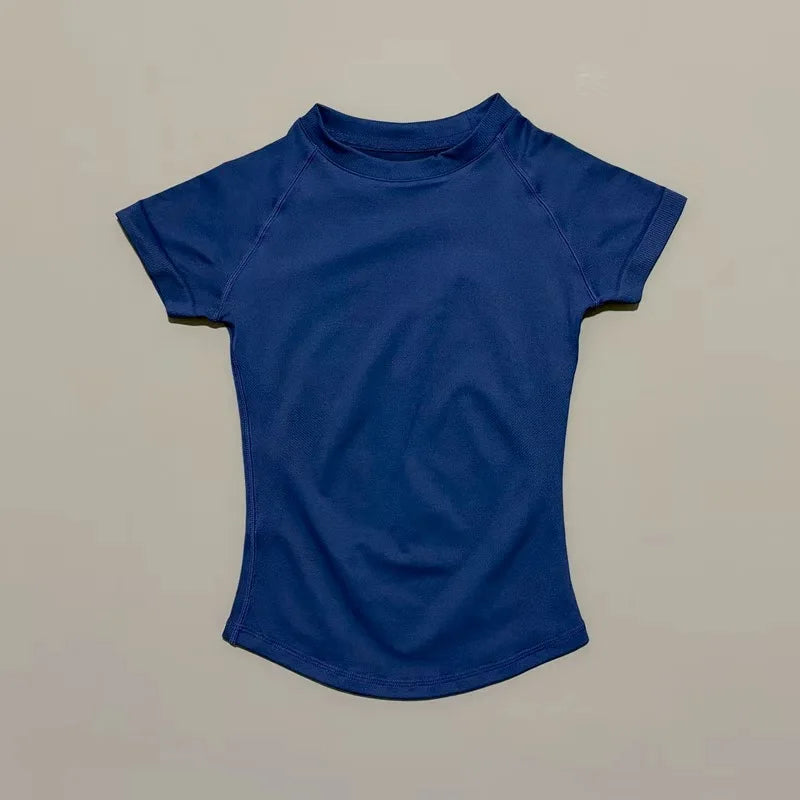 T-shirt Sport Femme Manches Courtes — Respirant & Extensible Yoga Fitness