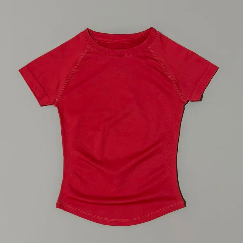 T-shirt Sport Femme Manches Courtes — Respirant & Extensible Yoga Fitness