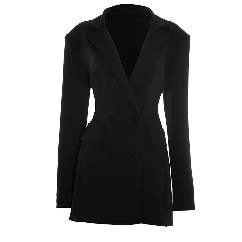 Robe Courte Chic Cintrée — Décolleté V & Double Boutonnage Manches Longues