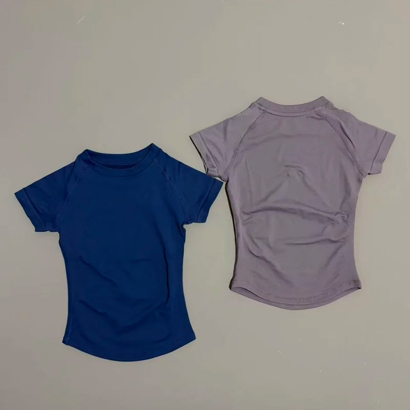 T-shirt Sport Femme Manches Courtes — Respirant & Extensible Yoga Fitness