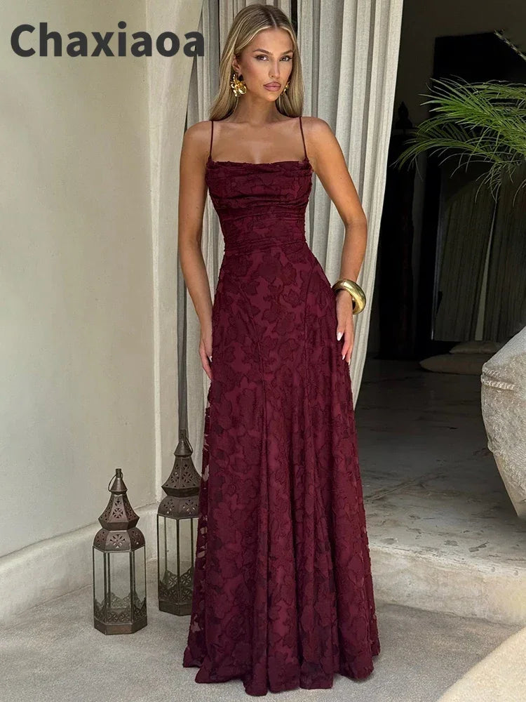 Robe Maxi À Bretelles Dos Nu & Lacets – Silhouette A-Line, Soirée & Club