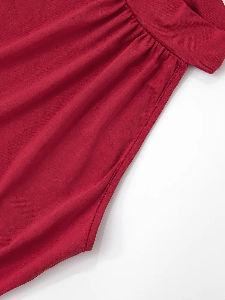 Robe Maxi Halter Froncée Sans Manches – Coupe Slim Taille Haute, Soirée & Club