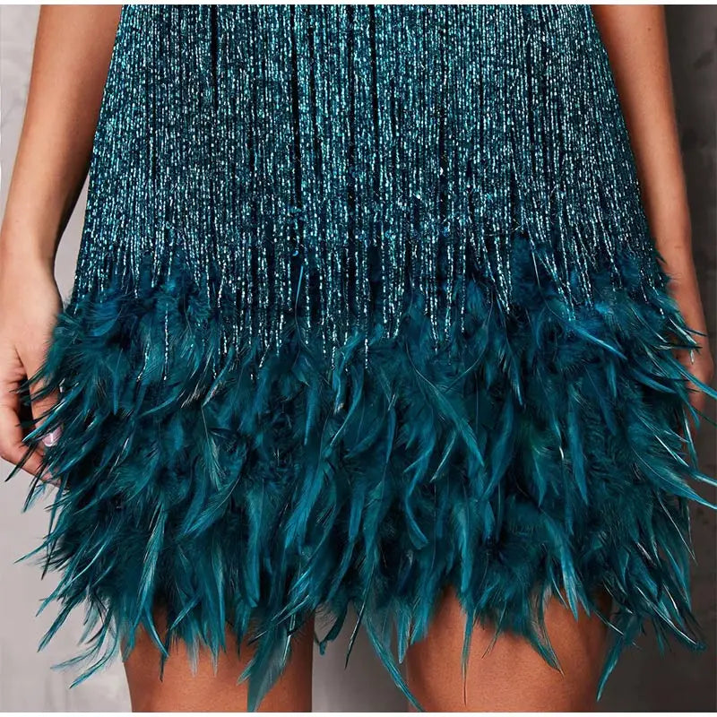 Robe Mini Sequins Plumes & Franges — Soirée & Club Été 2026
