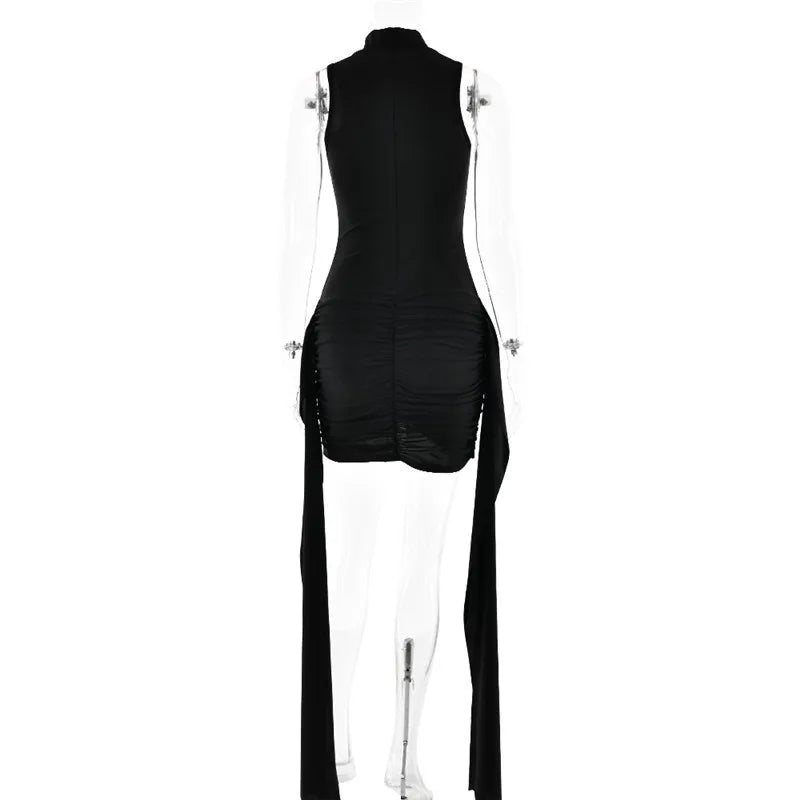 Robe Mini Col Roulé Ruchée — Soirée & Club Été 2026
