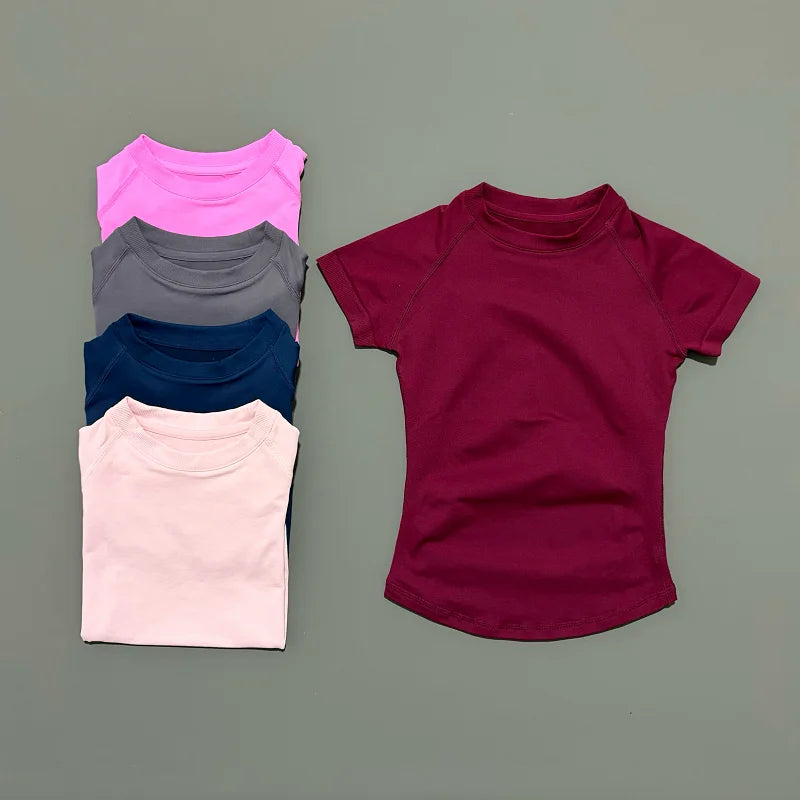 T-shirt Sport Femme Manches Courtes — Respirant & Extensible Yoga Fitness
