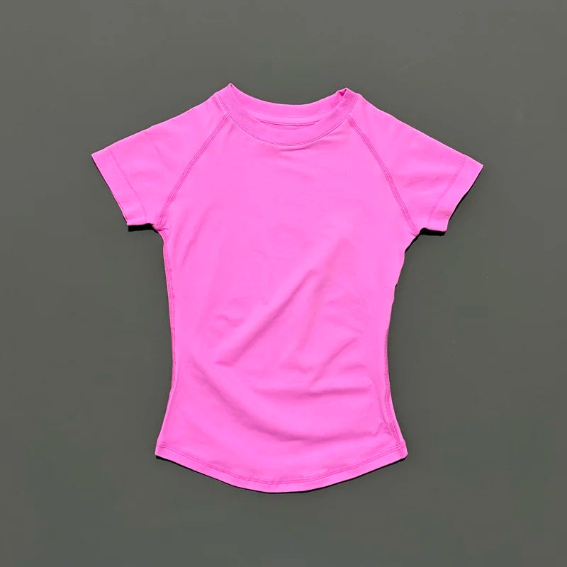 T-shirt Sport Femme Manches Courtes — Respirant & Extensible Yoga Fitness