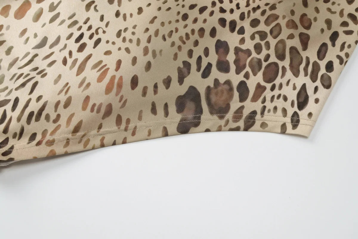Robe Longue Dos Nu Léopard & Bandages — Tenue de Soirée Sexy Femme