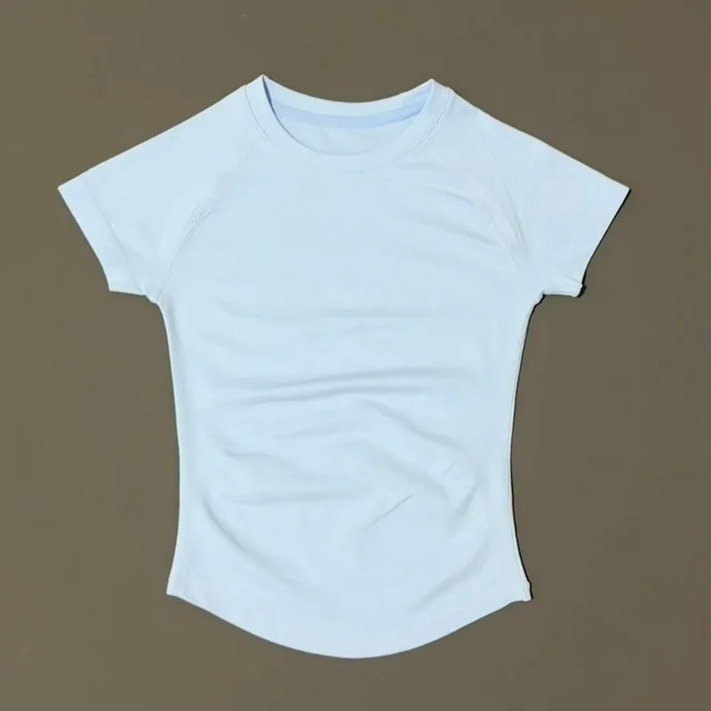 T-shirt Sport Femme Manches Courtes — Respirant & Extensible Yoga Fitness