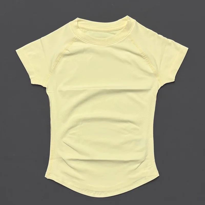 T-shirt Sport Femme Manches Courtes — Respirant & Extensible Yoga Fitness