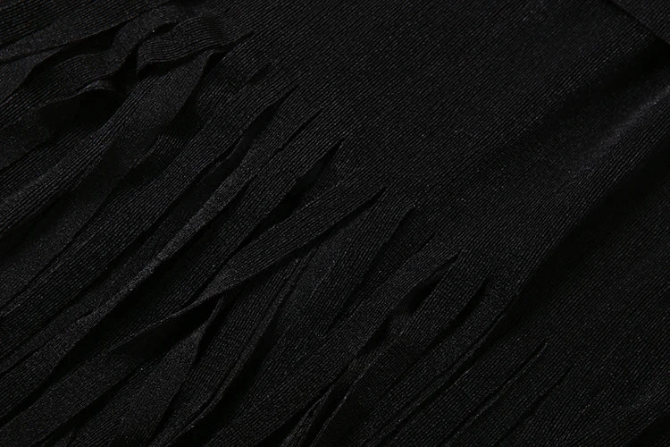 Robe Moulante Velours Col Roulé Franges — Saint-Valentin & Soirée 2026