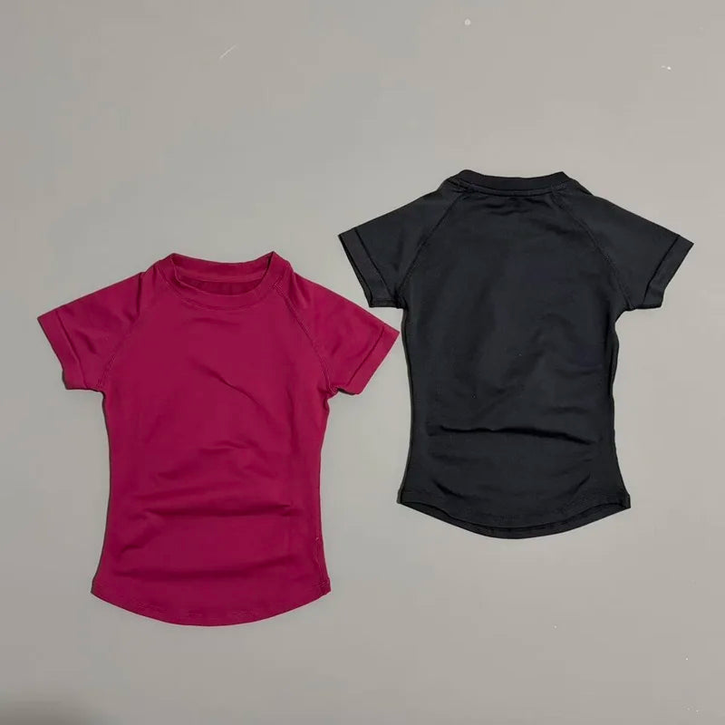 T-shirt Sport Femme Manches Courtes — Respirant & Extensible Yoga Fitness