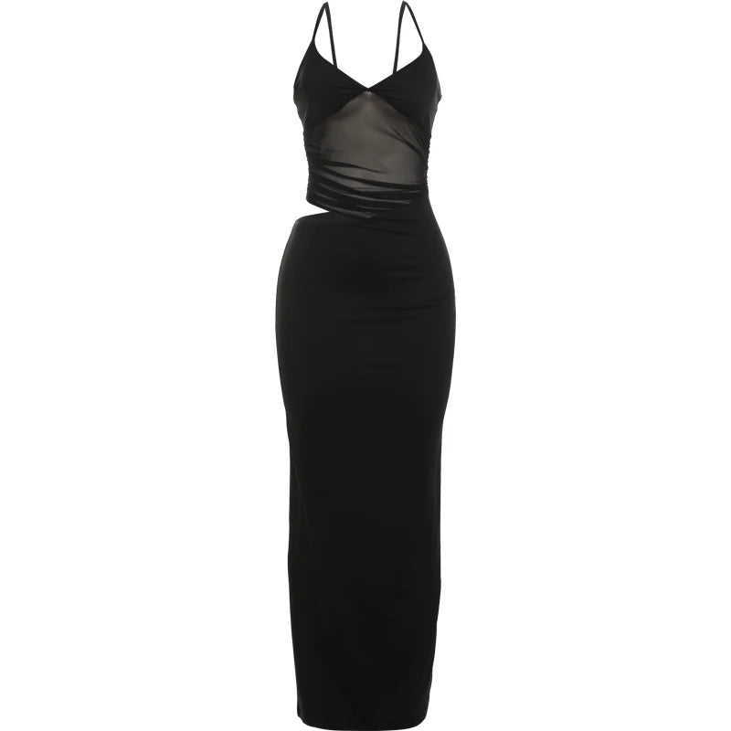 Robe Maxi Nibber Patchwork Maille Dos Nu — Moulante & Élégante Soirée