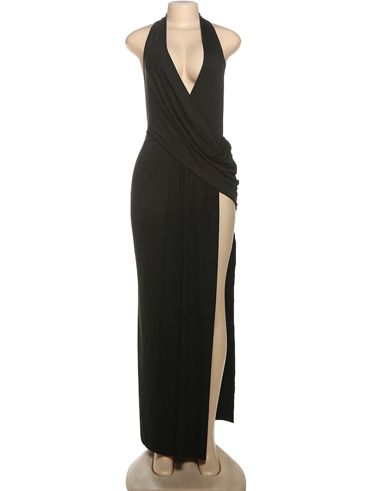 Robe Longue Col V Sans Manches A-Line — Sexy & Club Été 2026