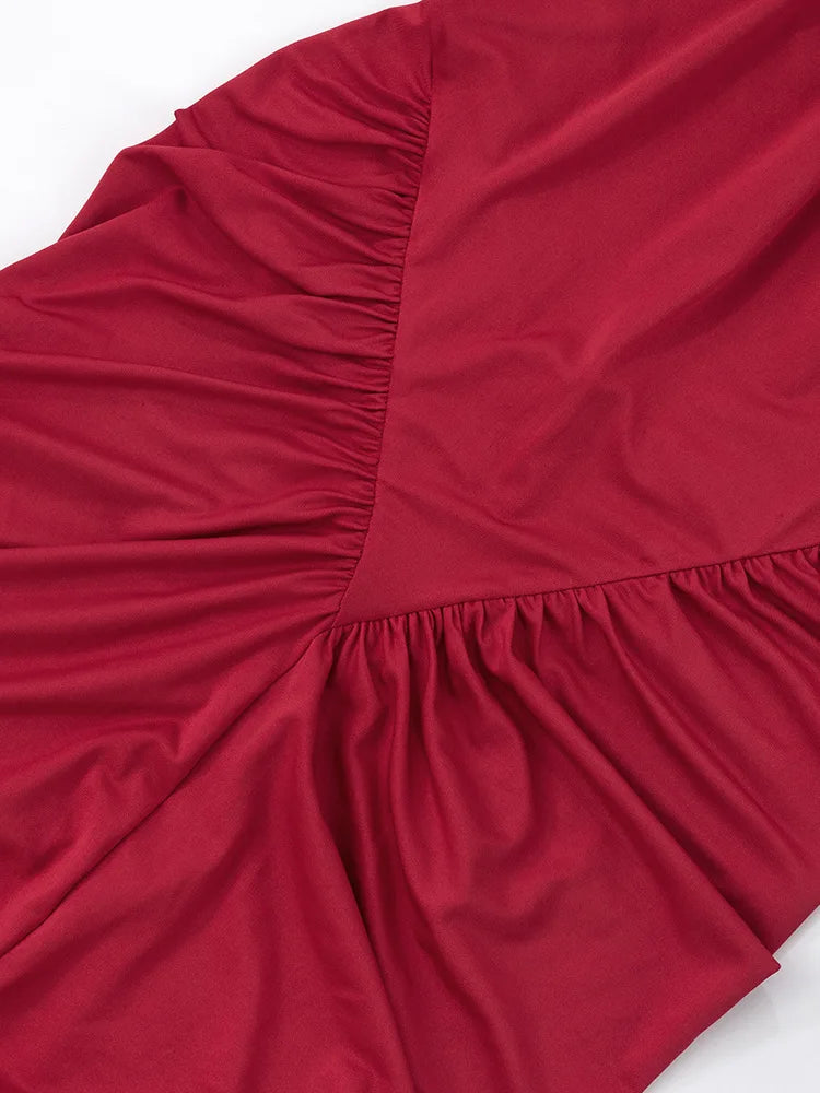 Robe Maxi Halter Froncée Sans Manches – Coupe Slim Taille Haute, Soirée & Club