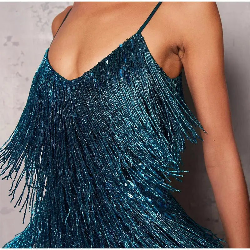 Robe Mini Sequins Plumes & Franges — Soirée & Club Été 2026