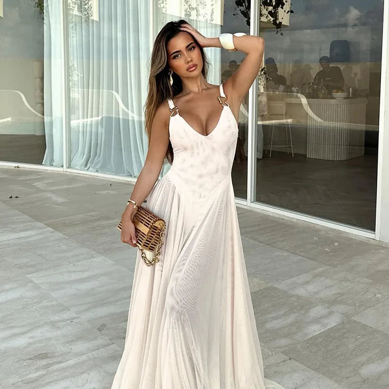 Robe Maxi Filet Dos Nu Élégante — Soirée & Club Été 2026