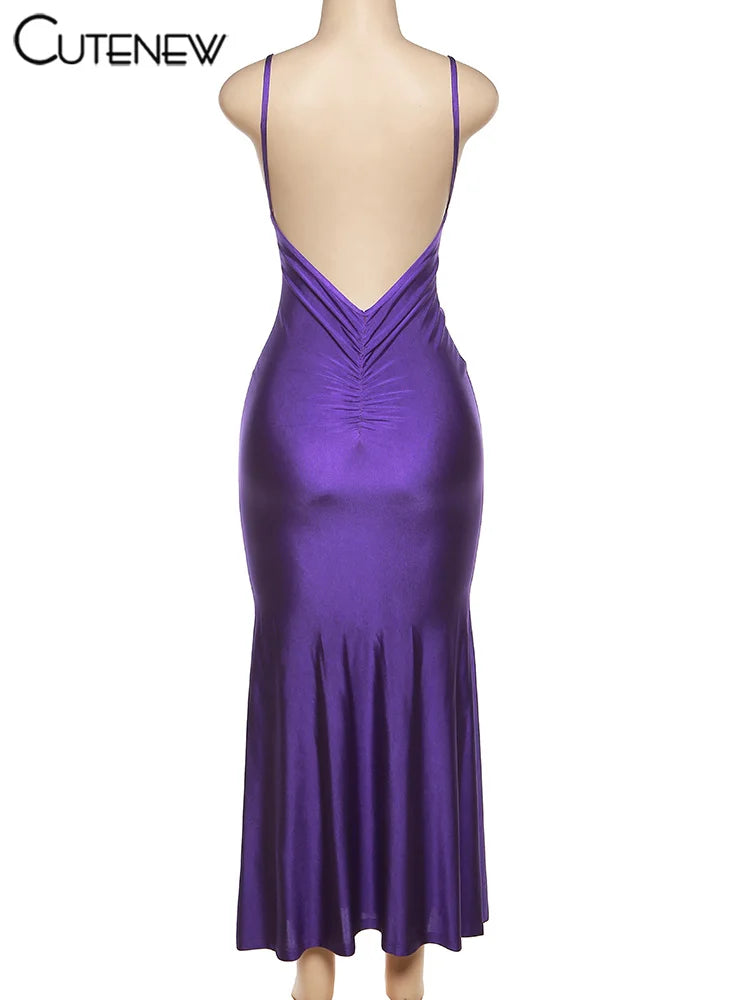 Robe Longue Rouge Brillante Bretelles Dos Nu — Streetwear & Soirée 2026