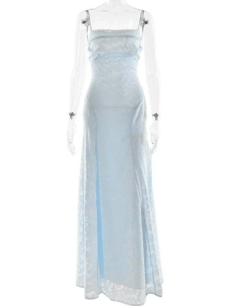 Robe Maxi À Bretelles Dos Nu & Lacets – Silhouette A-Line, Soirée & Club