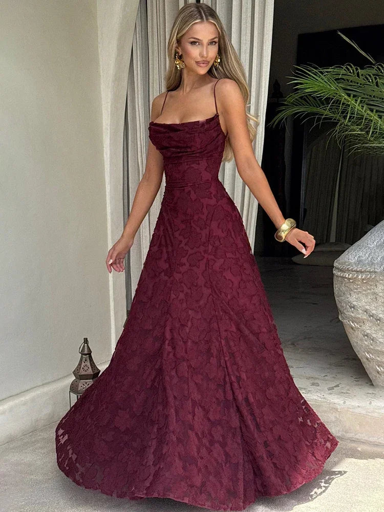 Robe Maxi À Bretelles Dos Nu & Lacets – Silhouette A-Line, Soirée & Club