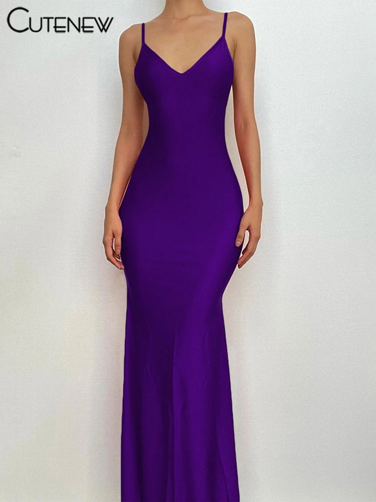 Robe Longue Rouge Brillante Bretelles Dos Nu — Streetwear & Soirée 2026